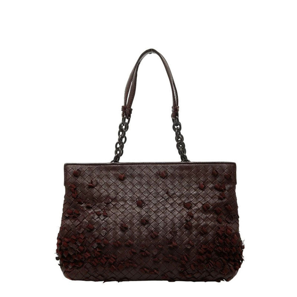 Bottega Veneta Intrecciato Chain Handbag Tote Bag Brown Leather Bottega Veneta